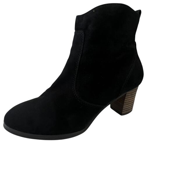 J. Crew Women’s Quinn Black Suede Ankle Boots Size 7 Block Heel Side Zip Booties - Picture 1 of 13